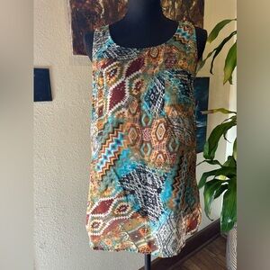 EUC Bobeau SOUTHWESTERN STYLE TANK TOP CHIFFON STYLE SZ M